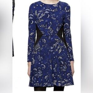 Thakoon Royal Blue Long Sleeve Dress Floral A-line-Women's Size 12